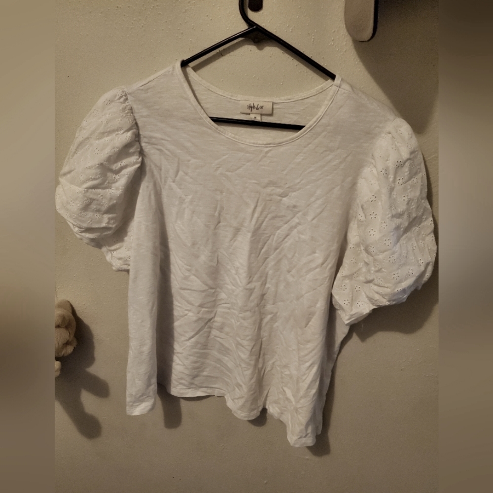 Style & Co white cute texture top 2x